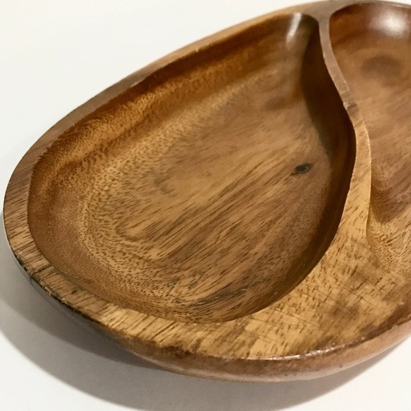 Vintage MCM Two Part Wood Serving Tray - Picture 2 of 7